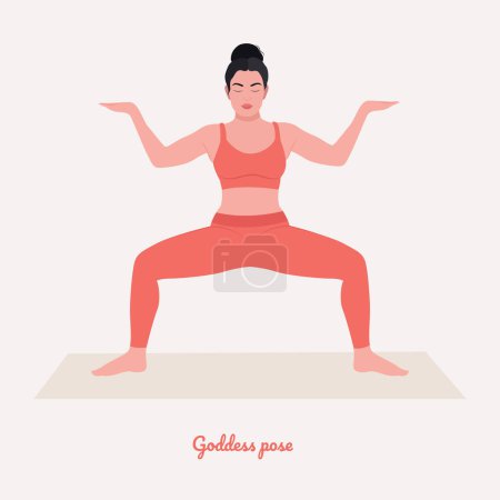 Illustration for Woman illustration practicing yoga, Goddess pose - Royalty Free Image