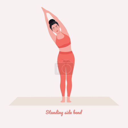 Illustration for Woman illustration practicing yoga, Standing side bend - Royalty Free Image