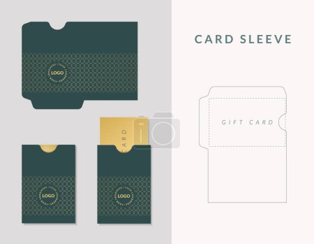 Illustration for Luxury Gift Card Envelope, Business Card sleeve die cut and mock-up template. - Royalty Free Image