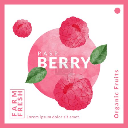 Illustration for Raspberry packaging design templates, watercolour style vector illustration. - Royalty Free Image
