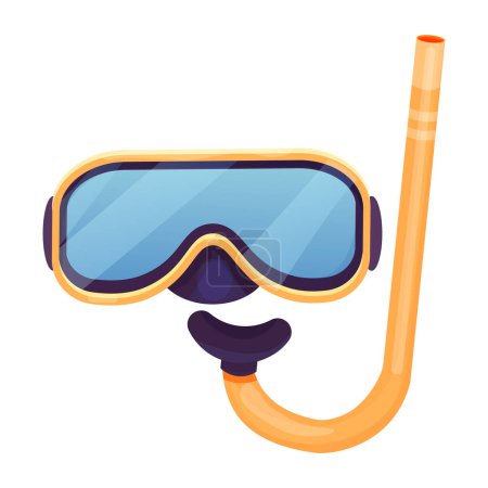Ilustración de Máscara de buceo, gafas con snorkel en estilo de dibujos animados aislados sobre fondo blanco. Ilustración gráfica. Ilustración vectorial - Imagen libre de derechos