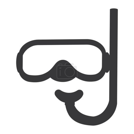 Ilustración de Máscara de buceo con silueta de contorno de snorkel en estilo de dibujos animados aislados sobre fondo blanco. Ilustración gráfica. Ilustración vectorial - Imagen libre de derechos