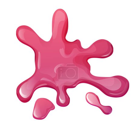 Téléchargez les illustrations : Slime splat, pink bright sticky jelly drop with glitter in cartoon style isolated on white background. Vector illustration - en licence libre de droit