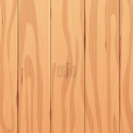 Téléchargez les illustrations : Wooden material, textured surface wood comic background in cartoon style. Wall, panel for game, ui design. Vector illustration - en licence libre de droit