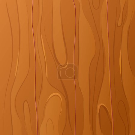 Téléchargez les illustrations : Wooden material, textured surface wood comic background in cartoon style. Wall, panel for game, ui design. Vector illustration - en licence libre de droit