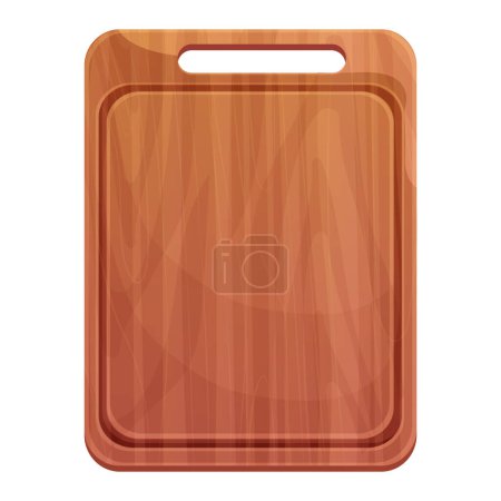 Cutting board wooden chopping desk top view in cartoon style isolated on white background. Wood shield, menu mockup. Vector illustration
