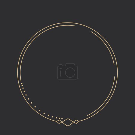 Ilustración de Marco celeste dorado, borde, línea de arco arte esotérico decoración minimalista con destellos aislados sobre fondo oscuro. Ilustración vectorial - Imagen libre de derechos