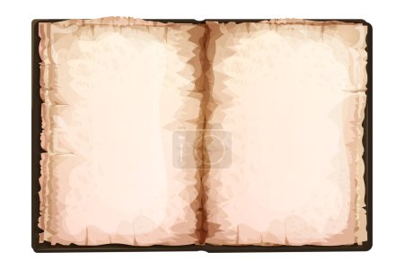 Illustration pour Vieux livre vintage en papier parchemin ancien isolé sur fond blanc. Feuilles vides grunge, texturé. Illustration vectorielle - image libre de droit