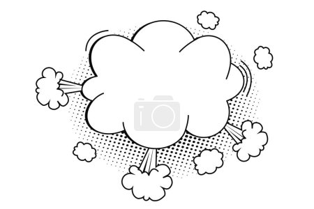 Illustration for Pow bubble speech comic expression frame cartoon doodle isolated on white background. Boom explode effect, halftone decoration,. Vector illustration - Royalty Free Image