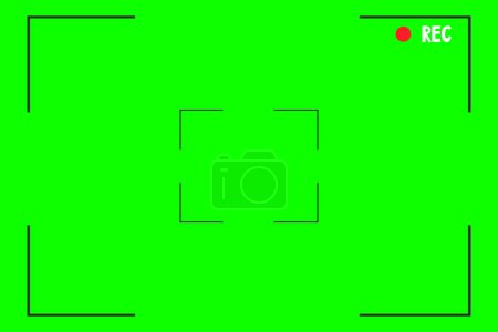 Green screen chroma key background, viewfinder camera frame, video film screen template, overlay. Cinema display with grid. Vector illustration