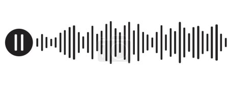 Sonido onda decibeles grabación de audio simple mensaje de voz icono aislado sobre fondo blanco. Reproductor de podcast, pista musical. Ilustración vectorial