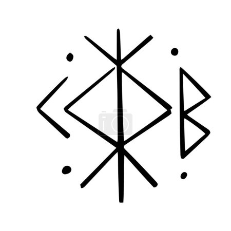 Nordische keltische Runen, nordische Schutzsymbole im Doodle-Stil, Amulett, Hexereizeichen auf weißem Hintergrund. Vektorillustration