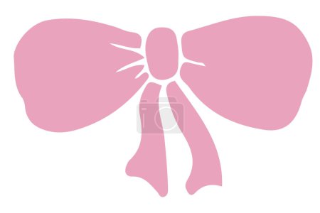 Pinke Schleife kokett y2k ästhetischen Band Silhouette, elegantes Accessoire, Pastell Krawatte isoliert auf weißem Hintergrund. Schöner Satinknoten. Vektorillustration