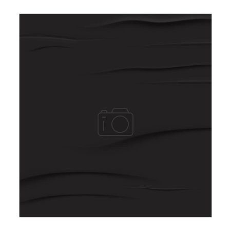 Schwarzes Papier geklebt, zerknittert oder nass mit Falten, leeres Blatt Grunge-Aufkleber isoliert auf dem Hintergrund. Werbeplakat. Vektorillustration