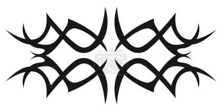 Neo Tribal y2k Flügel Flamme ästhetische Tätowierung gotischen Cover, Feuer oder Flügel abstrakte Silhouette isoliert auf dem Hintergrund. Trennwand, Bordüre, Cyber-Körperschmuck, neotribal Web-Gothic-Dekoration. Vektor