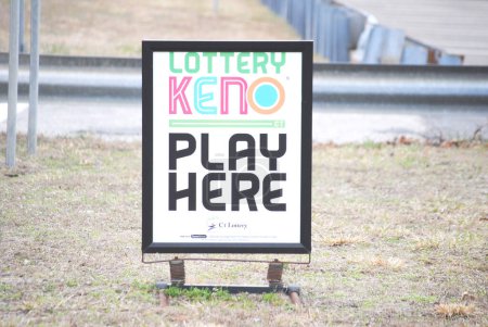 Photo for Keno Lottery Play Here Sign (Connecticut Lottery Signage) - Royalty Free Image