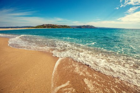 Photo for Seascape on a sunny day. View of Possidi cape beach, Greece, Europe - Royalty Free Image