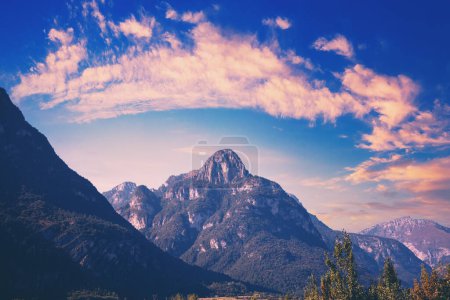 Mountain landscape background. Rocks against the evening sky. The Dolomites in South Tyrol, Italy, Europe