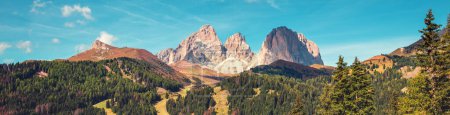 Mountain landscape background. The Dolomites in South Tyrol, Italy, Europe. Horizontal banner