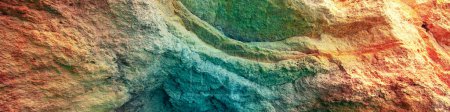 Textura de cueva Benagil. Fondo de la naturaleza. Paisaje marino rocoso costero, región del Algarve en el océano Atlántico, Portugal, Europa Bandera horizontal