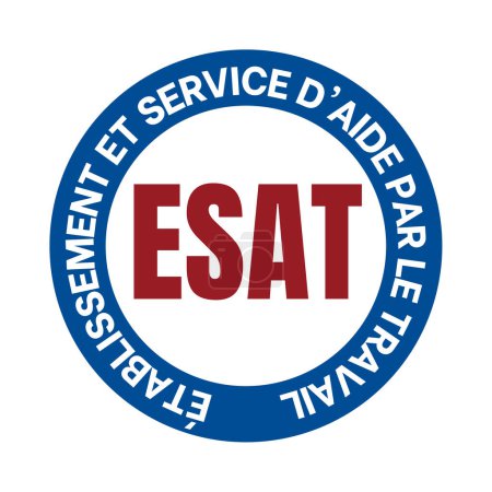 Foto de Establecimiento y servicio de ayuda a través del icono del símbolo de trabajo llamado ESAT etablissement et service d 'aide par le travail en francés - Imagen libre de derechos