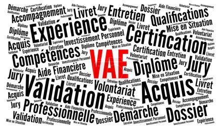 Foto de Reconocimiento de la palabra aprendizaje previo cloud llamado VAE validation des acquis de l 'experience in French language - Imagen libre de derechos