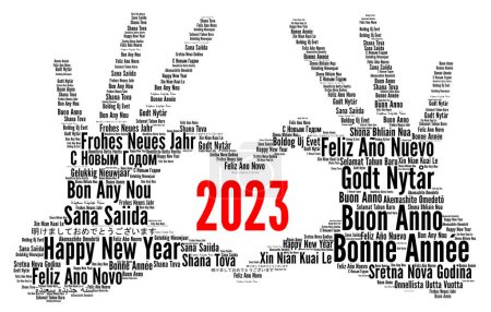 Frohes Neues Jahr 2023 in verschiedenen Sprachen