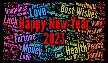 Feliz Año Nuevo 2023 palabra nube