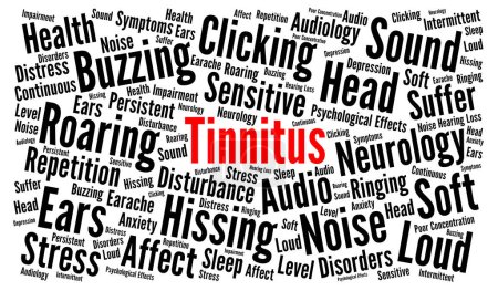 Ilustración del concepto de nube de palabras de tinnitus