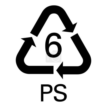 Foto de Plastic polystyrene recycling code PS 6 symbol - Imagen libre de derechos