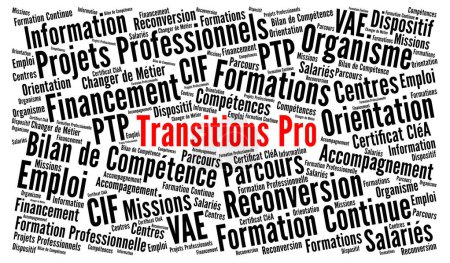 Photo for Professional transitions word cloud called transitions pro in French language - Royalty Free Image