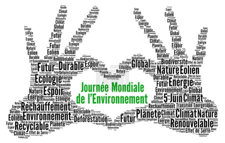 Téléchargez les photos : Journée mondiale de l'environnement nuage de mots appelé journee mondiale de l'environnement en français - en image libre de droit