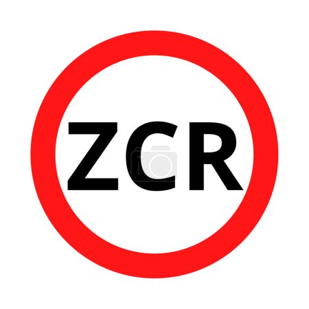 Téléchargez les photos : ZCR icône de symbole de zone de circulation restreinte appelée zone a restrictions de circulation en langue française - en image libre de droit