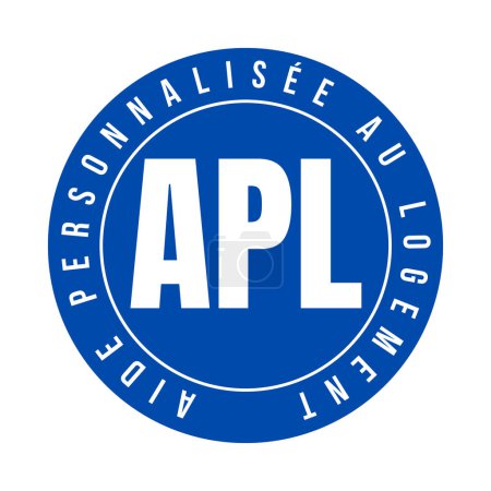 Foto de Icono de símbolo de beneficio de vivienda llamado APL aide personnalisee au logement en idioma francés - Imagen libre de derechos