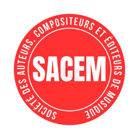 Foto de Sociedad de autores, compositores y editores de música icono símbolo llamado SACEM societe des auteurs, compositeurs et editeurs de musique en lengua francesa - Imagen libre de derechos