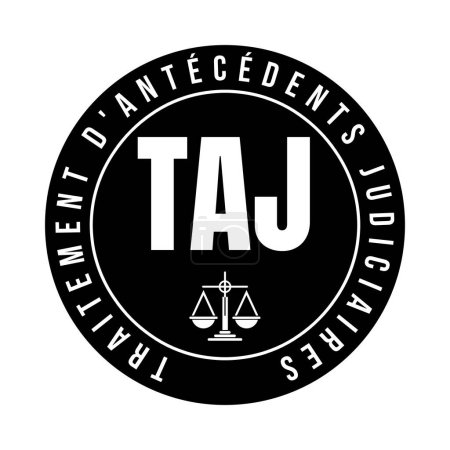Foto de Procesamiento de los registros criminales icono símbolo llamado TAJ traición d 'antecedentes judiciarios en lengua francesa - Imagen libre de derechos