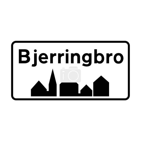Photo for Bjerringbro city road sign in Denmark - Royalty Free Image