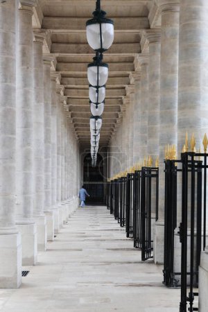 Rows of columns in Palais Royal in Paris, France
