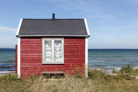  Farbige Strandhütte in Aeroskobing, Aero Island, Dänemark