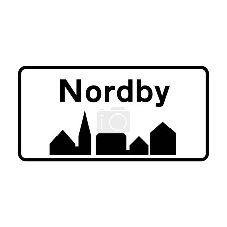 Señal vial de la ciudad de Nordby en Dinamarca