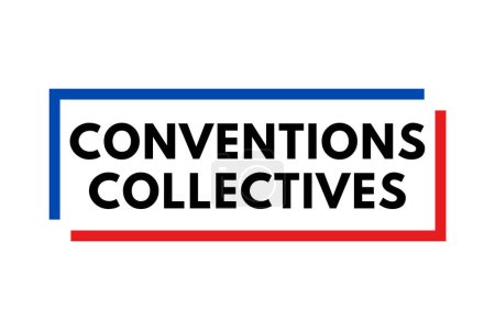 Téléchargez les photos : Symbole de convention collective icône appelée conventions collectives en langue française - en image libre de droit