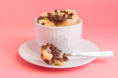 Photo for Vanilla Mug cake microweved homemade close up - Royalty Free Image