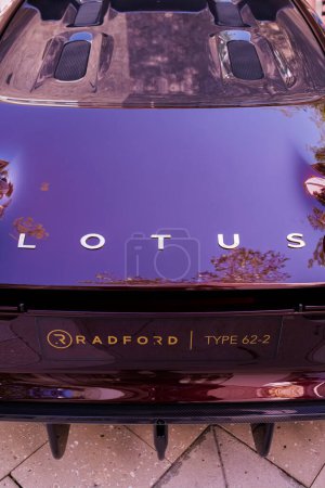 Photo for Miami, Florida USA - February 19, 2023: Exotic Radford Lotus Type 62-2 sports car on display at the public Miami Concours car show in the upscale Design District - Royalty Free Image