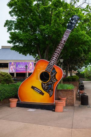Photo for Nashville, Tennessee USA - May 7, 2022: Entrance to the popular Grand Ole Opry country musiic venue with a giant guitar - Royalty Free Image