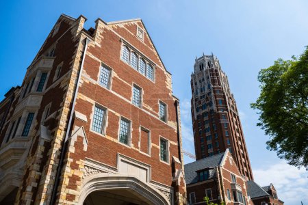 Photo for Nashville, Tennessee USA - May 10, 2022: Vintage architecture style of the newly completed buildings on the Vanderbilt University campus located in the west end district - Royalty Free Image