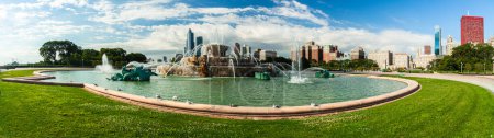 Photo for Chicago, Illinois USA - August 22, 2011: Panoramic view of the downtown Chicago skyline from Grant Park - Royalty Free Image