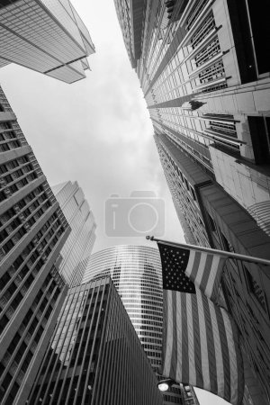Photo for Urban skyscraper skyline in downtown Chicago in black and white - Royalty Free Image