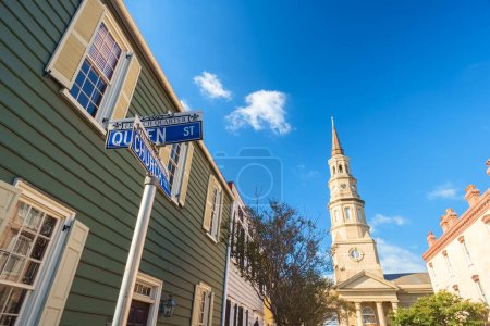 Hermosa arquitectura vintage en el histórico barrio francés de Charleston, Carolina del Sur