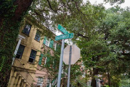 Téléchargez les photos : Architecture résidentielle vintage dans le quartier historique du centre-ville de Savannah, Géorgie - en image libre de droit