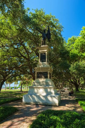 Photo for Charleston, South Carolina USA - October 9, 2013: Commemorative statue at the White Point Garden Park on Battery Street along the bay - Royalty Free Image